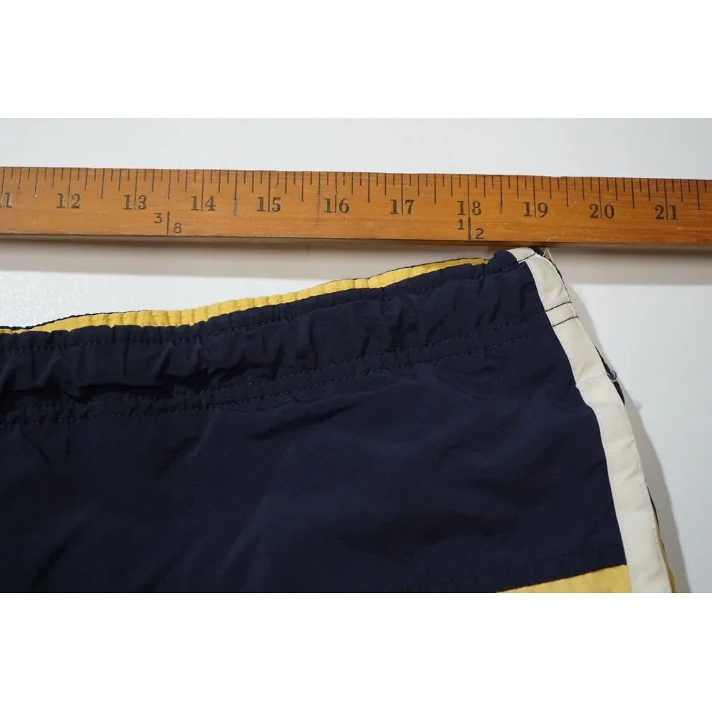 NAUTICA Mens Vintage Black Yellow Blue & White Color Block‎ Lined Swim Shorts L
